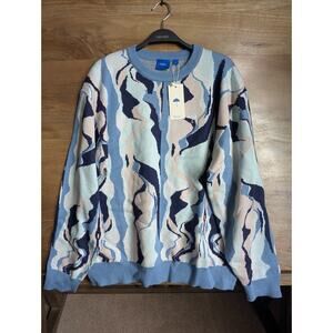 Helas Sweater Womens Large Blue Acrylic Knitted Mirage Long Sleeve Crew Neck NWT